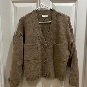 Tan Button-Up Oversized Cardigan Parker